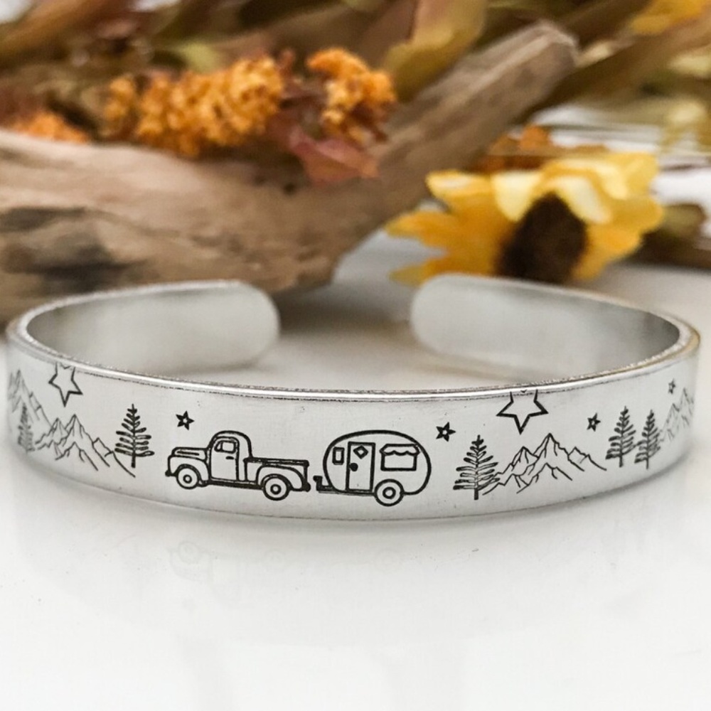 Happy Camper Wilderness Edition Cuff Bracelet - Aluminum - Brand New - Picture 13 of 15